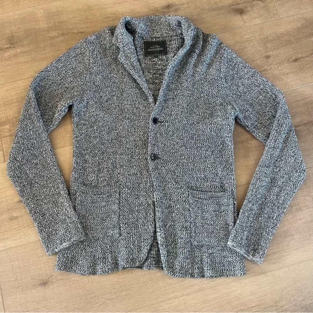 Slick Maintenant Et Classique M Black White Marled Cardigan Button Front Pocket - Picture 1 of 8